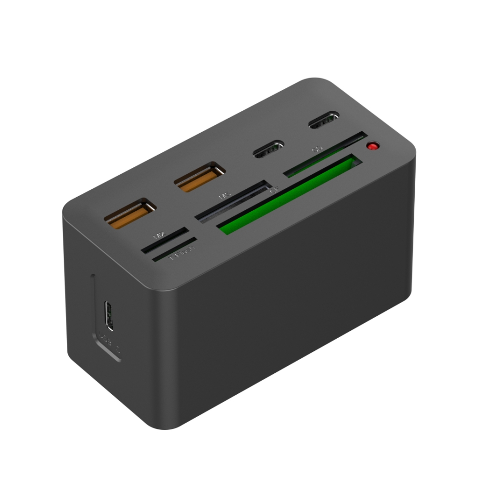 All-in-one USB Type C Card Reader + 4-port 10Gbps Hub Combo