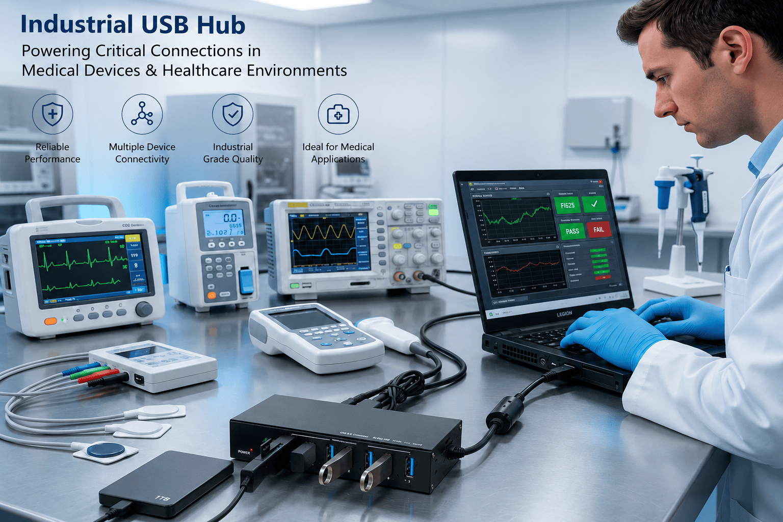 Industrial USB Hubs for Medical Devices & Healthcare Environments