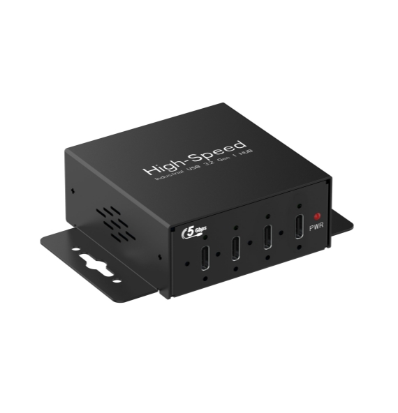 Industrial 4-Port USB 3.2 Gen 1 Mini Type-C Hub, ESD and Surge Protection