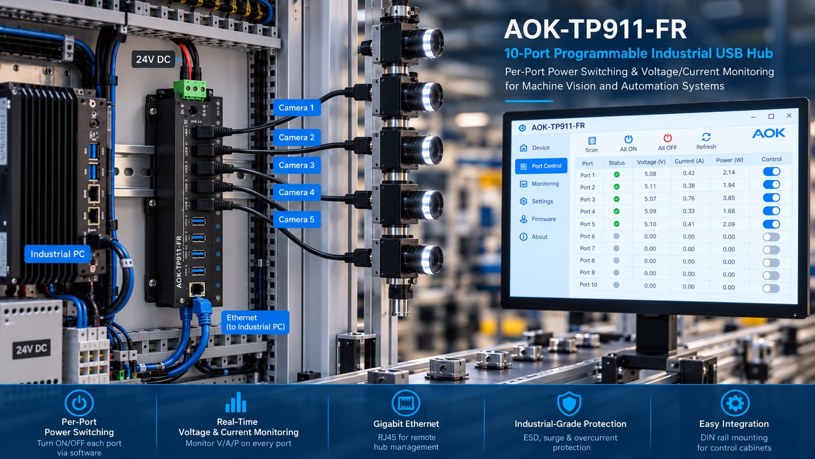Custom Industrial USB Hubs for Automation & Machine Vision Systems